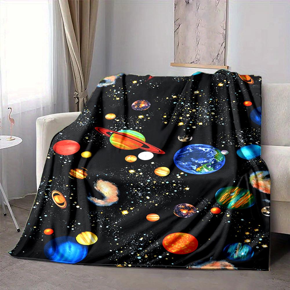 1Pc Cosmic Planetary Journey Blanket Soft And Comfortable Casual Warm Camping Travel Christmas Halloween Xmas Gift M92434