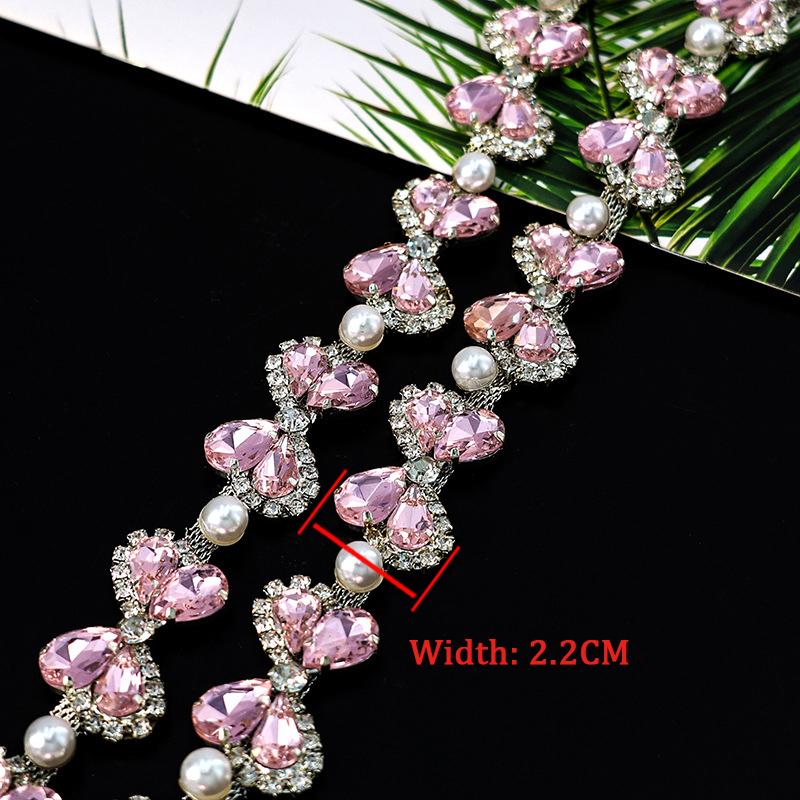 10 Yards Strassketten-Borte Glänzende Kristall-Diamant-Accessoires Eingelegte Perlen DIY Bastel-Geschenk-Dekoration Diamant-Metallkette