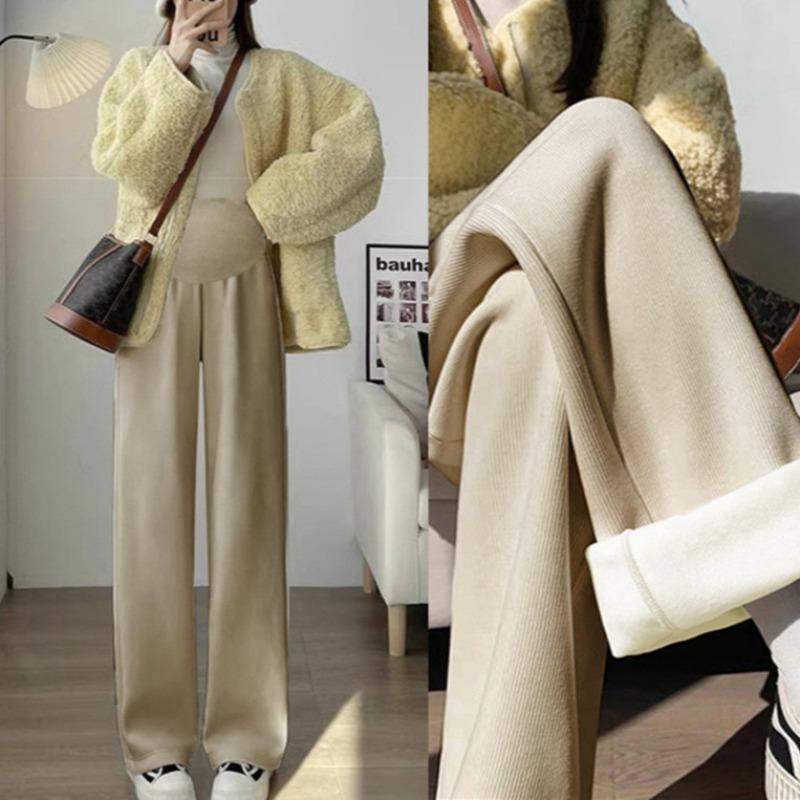 Maternity Pants Autumn and Winter Wear European Cotton Lint Wide-leg Pants Loose Large Size Casual Support Long Leggings Spring and Autumn Winter Wear