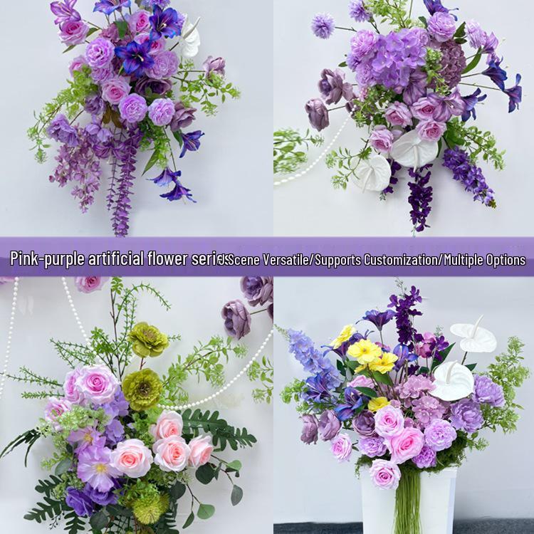 Purple Floral Art Props for Wedding, Classroom, or Window Display - Artificial Aisle Flowers