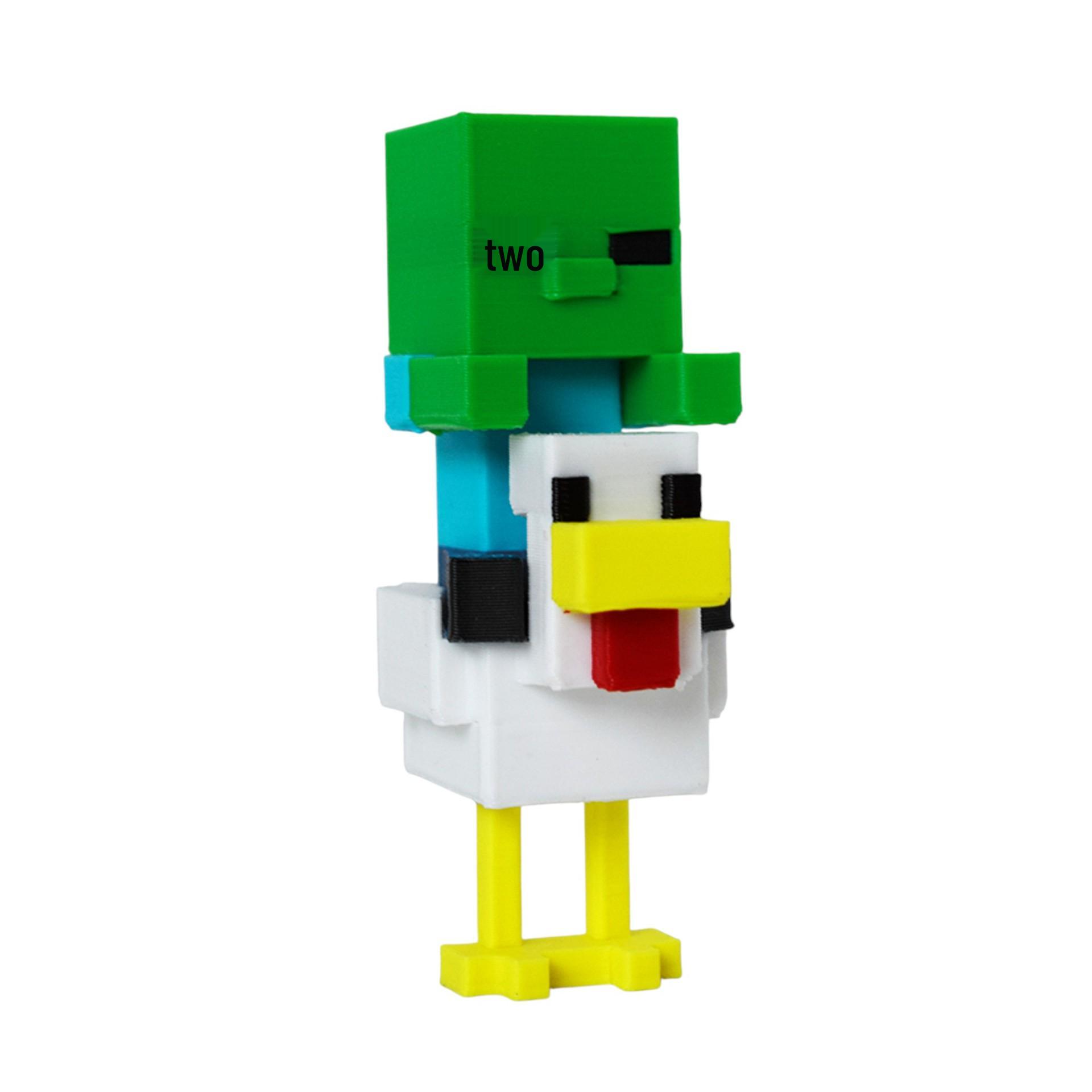 3D Printed Minecraft Chicken Knight Model Toy Ornament White-Green