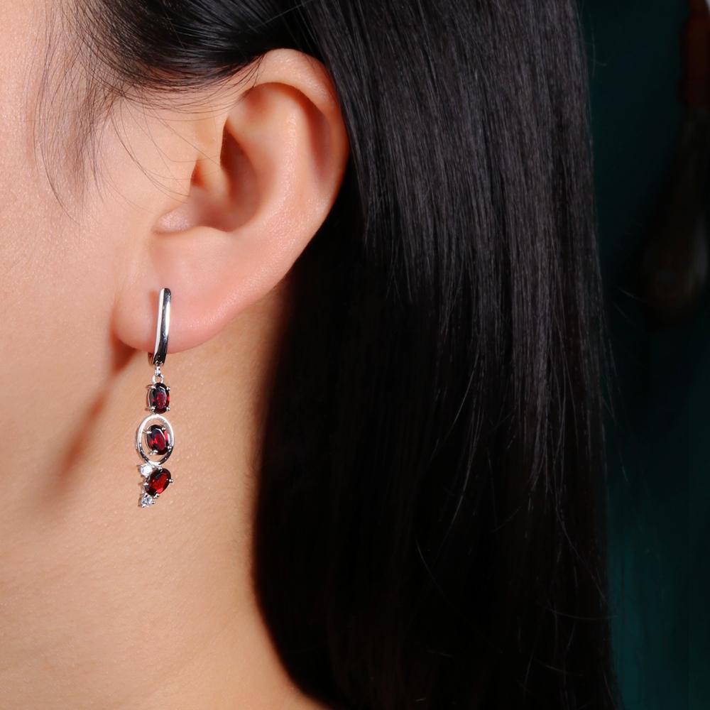 925 Silber Schmuckset mit natürlichen roten Granat-Edelsteinen Ohrringe und Ring für Frauen als schönes Geburtstagsgeschenk