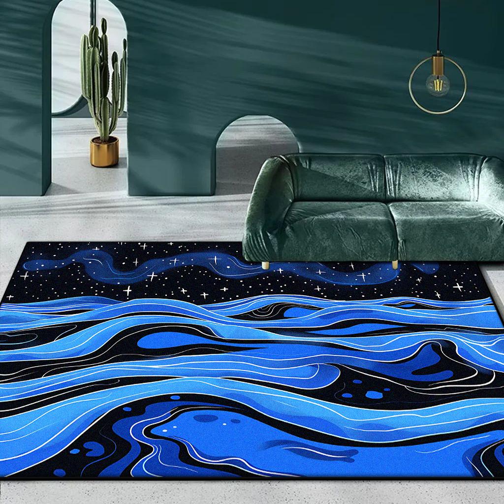 Abstract Green Ripple Carpet Living Room Decoration Sofa Area Rugs Non-slip Bedroom Lounge Floor Mat Kid Room Bedside Door Mats