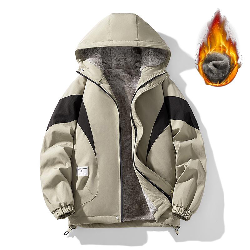 Autumn and Winter Fleece Jacket Men's Hooded Thickened Warm Fat Jacket Men's Cotton-padded Jacket Men's Coat