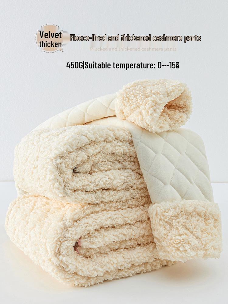 Alpaca Wool High-Waist Thick Warm Pants - 800g One-Piece, Anti-Sag Velvet Layer for Women, Autumn/Winter Outerwear