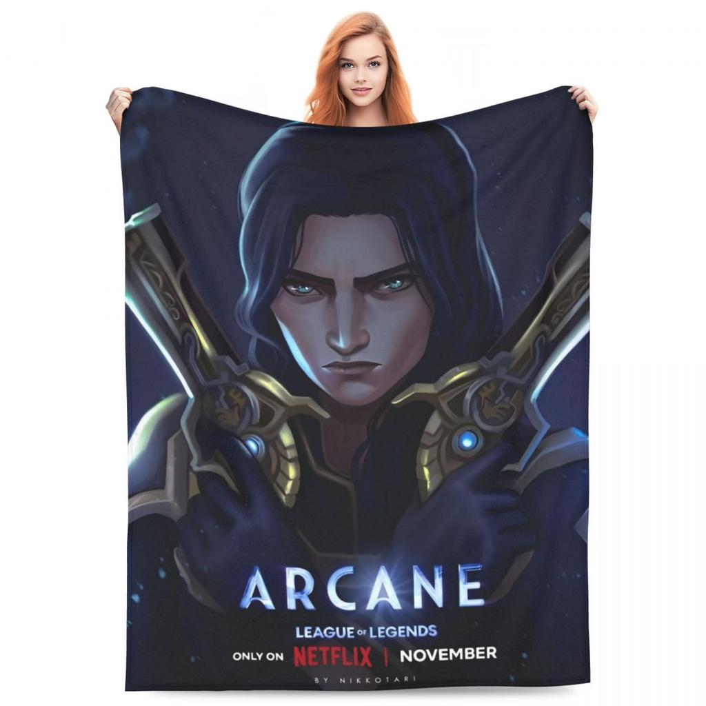 Arcane Caitlyn Game Flannel Blanket Warm Soft Throw Blanket for Outdoor Picnic Print Bedspread Sofa Bed Cover