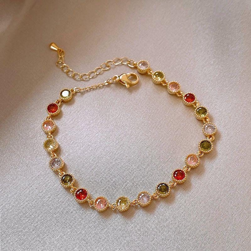 Zircon Flower Mesh Geometric Open Bracelet European and American Exquisite Light Luxury Retro Bracelet Niche High Sense Hand Jewelry Women