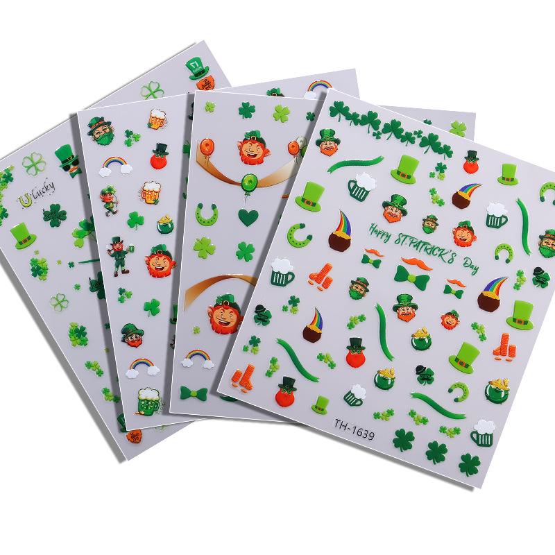 Zhengxiang St. Patrick's Day Clover Nail Art Stickers - DIY Adhesive INS Style