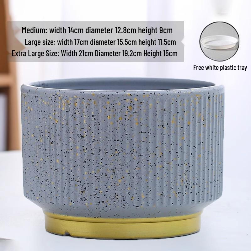 Nordic White Ceramic Flower Pot with Tray - Large & Extra Large for Pothos & Succulents