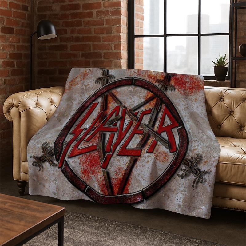 3D Slayer Heavy Metal Rcck Band Sign Flannel Blanket Soft Warm Blanket Throw Blanket for Bedroom Living Room Bed Travel Picnic