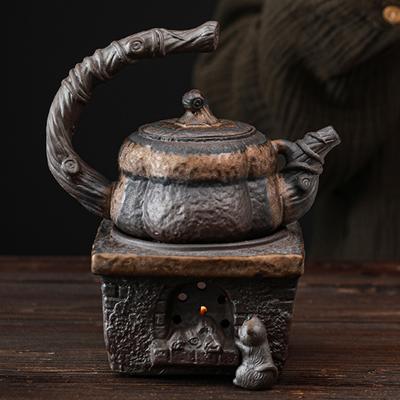 Japanische handgemachte Steinzeug Teekanne Teekanne vergoldet Kürbis Hebebalken Topf Kerze warme Teekanne Set Infuser Teegeschirr Küche Esszimmer