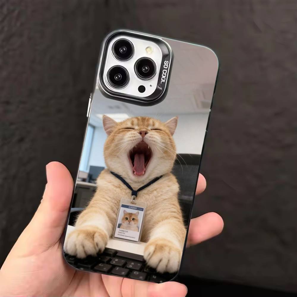 Funny office cats  Phone Case For iPhone 17,16,15,14,13,12,11,Pro Max,Plus Candy Silver Cover