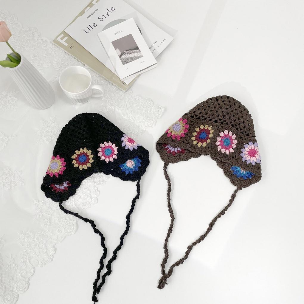 Men's and Women's Daily Bucket Hat Flower Knit Bonnet Bucket