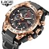 LIGE Military Men's Watches Waterproof Calendar Fashion Clock Luminous Quartz Wristwatch Silicone Watches for Men Reloj Hommes