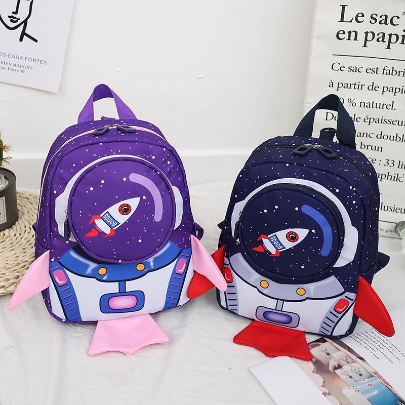 Kids Backpack with Safety Guide 3d with Drawing Rocket Lightweight School