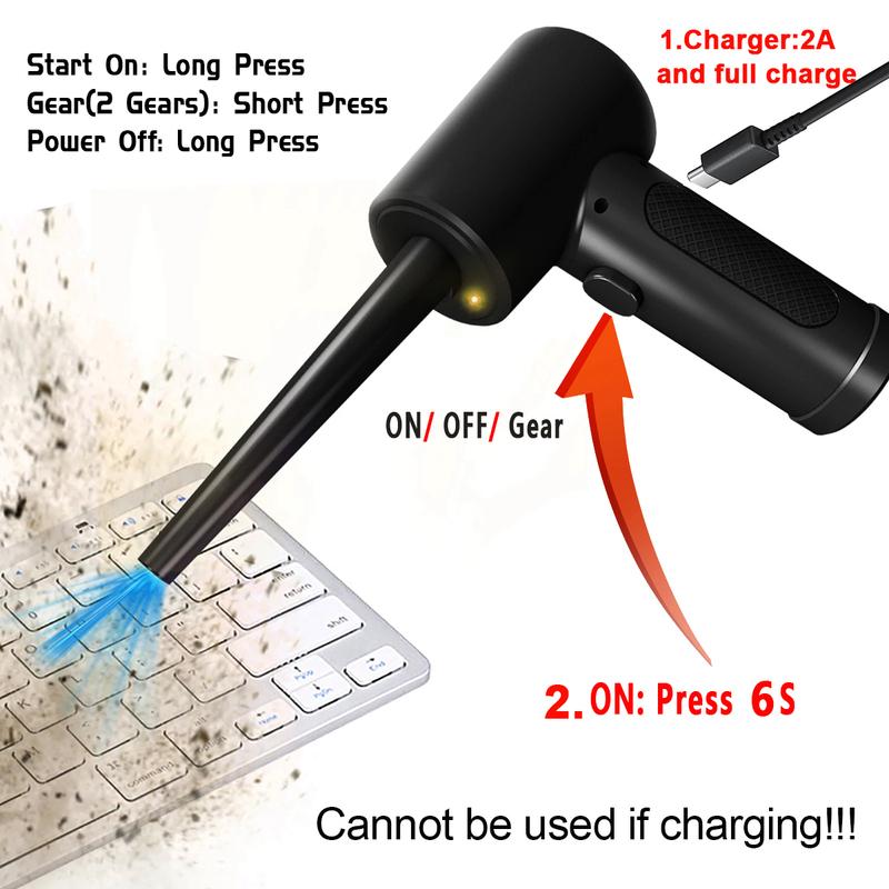 Electric Air Duster 15000mAh Portable Vehicle Car Dust Cleaner 51000RPM Compressed Air Blower Gun For PC Keyboard Cleaning USB-C