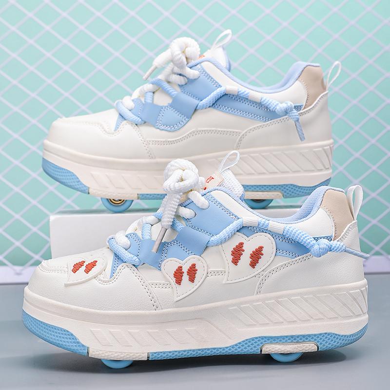 Boys Four -wheel Sports Boots Wheel Skate Shoes Sports Shoes Shoes with Wheels for Girls