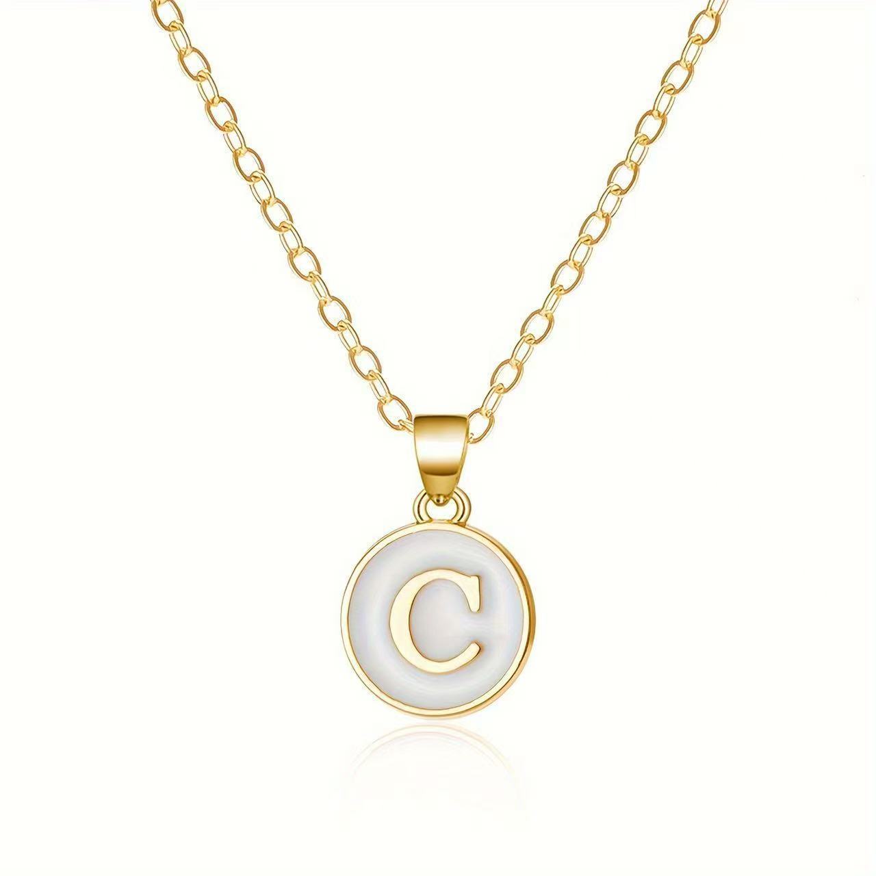 Titanium Steel Pendant Necklace with Initial Letter C Round Pendant Chain Durable Lightweight Jewelry for Daily Wear and Special Occasions One Size