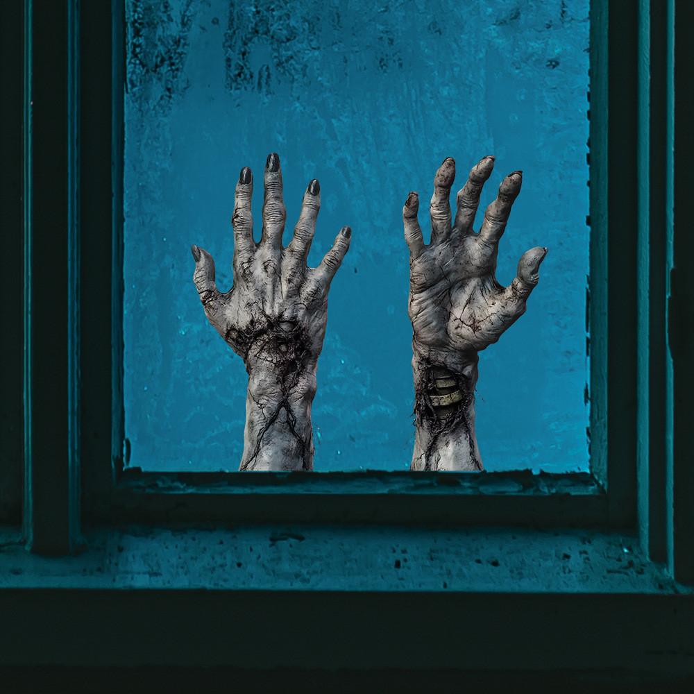 Horror Halloween Arm Uv Static Glass Window Display Home Decor Wall Stickers