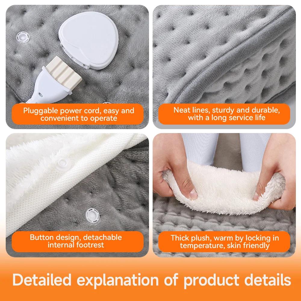 Electric Heated Foot Warmers 30x30x24cm Soft Feet Heating Pad 9 Gear Adjustable Temperature Shoe Heating Pad for US EU Winter