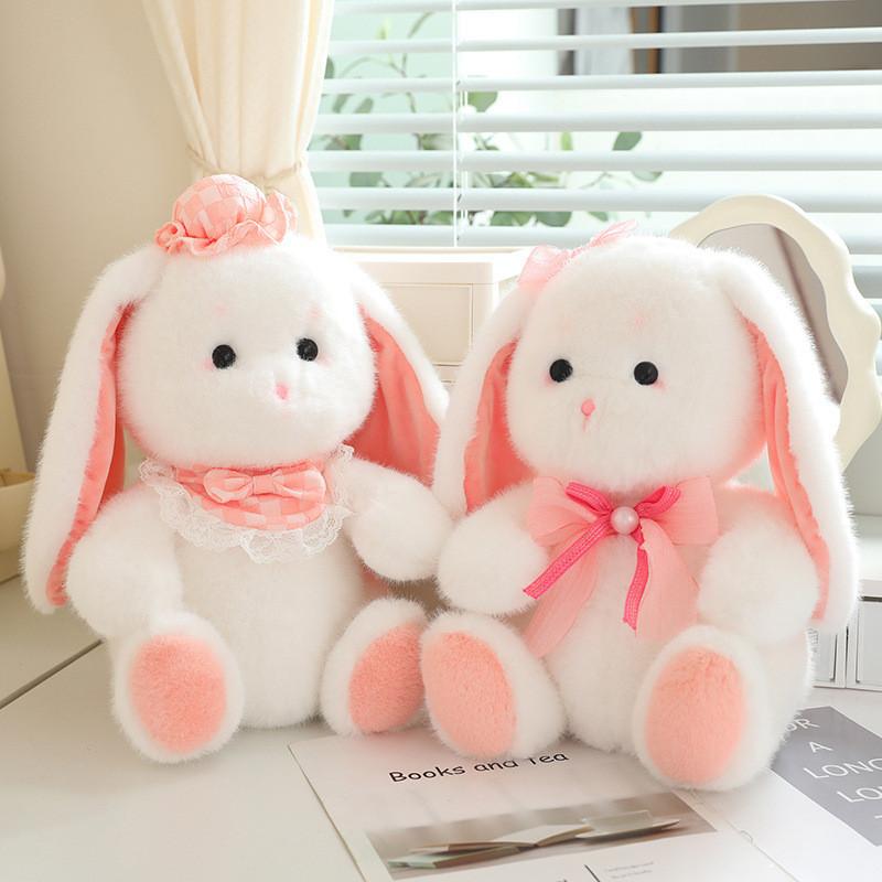 Shawl Bunny Stuffed Animal With Plush Short Hair For Kids Birthday Gift And Decoration