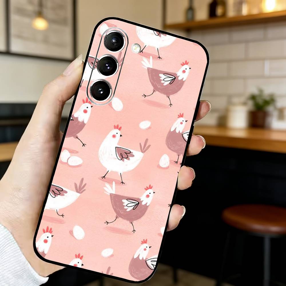 

Cute Chicken Flower Pattern Phone Case For Samsung S21,22,20,30,22 plus,23,30 ultra Silicone Cover Samsung S22ULTRA5G