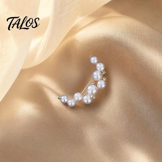 Brooch Pin, Curved Design Imitation Pearl Lapel Pin, Pearlescent Texture Badge for Coats Shirts Scarves Accessories