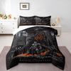 Batman V Superman False God Bedding Set, Dark Knight Before Burning Statue Amid City, DC Duvet Cover