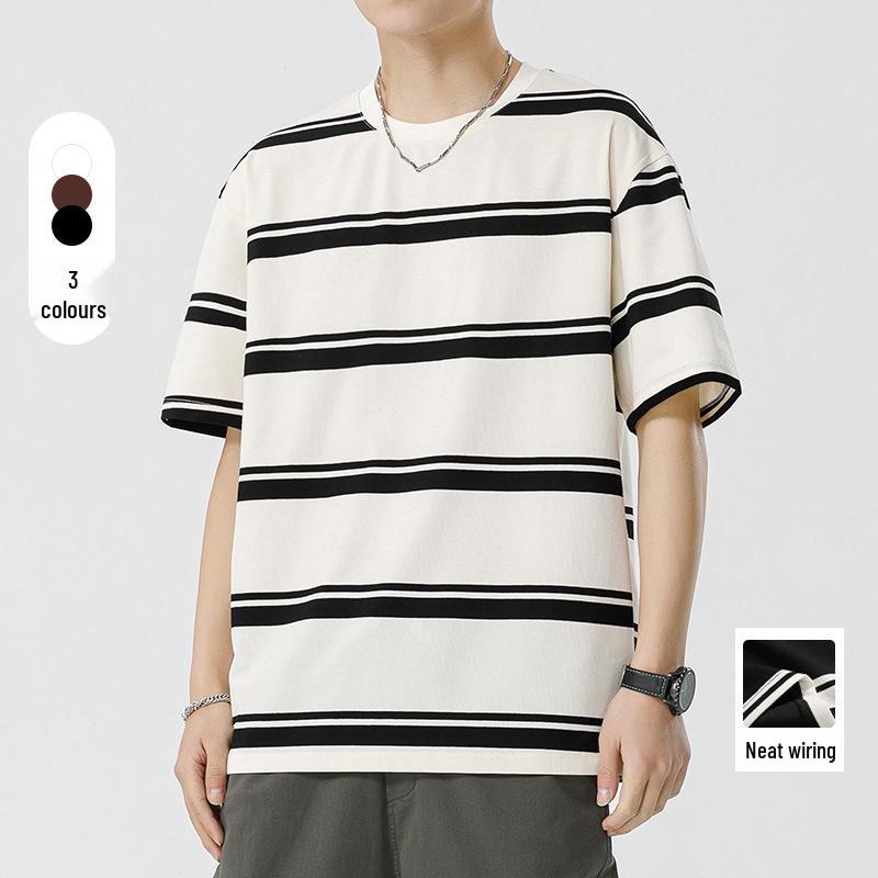 Kunhai Pengyun Men's Japanese Striped Short-Sleeve Casual T-Shirt