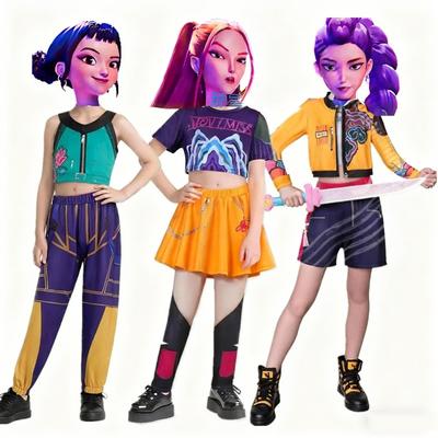 Movie K-Pop Children Mira Rumi Zoey Demon Hunters Cosplay Costume for Girl Halloween Party Stage Pattern Role Play Clothes