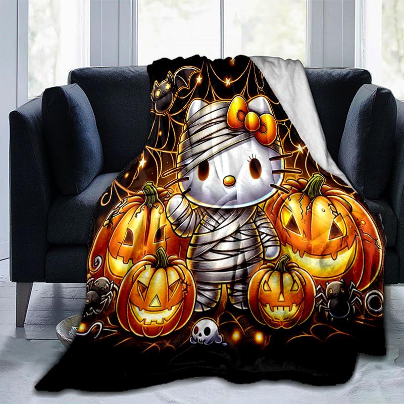 1pc Hello Kitty in Halloween Mummy Costume Blanket Soft Warm Bedding Throw Coverlet for Room Decor, Living Room, Travel, Camping, Car Blankets, Beach,
