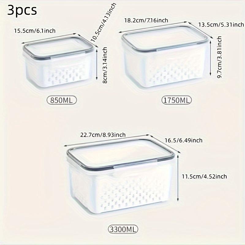 3pcs/Set Transparent Double-layer Fresh-keeping Box, Draining Plastic Box, Refrigerator Specific Refrigerated Sealed Storage Box with Lid