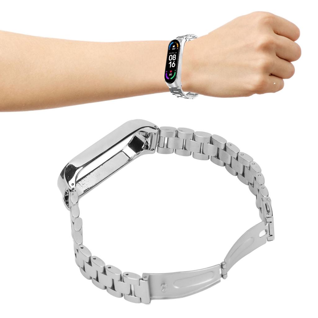Smartwatch Wrist Band Strap Stainless Steel Anti Lost with Double Folding Buckle for Band 6