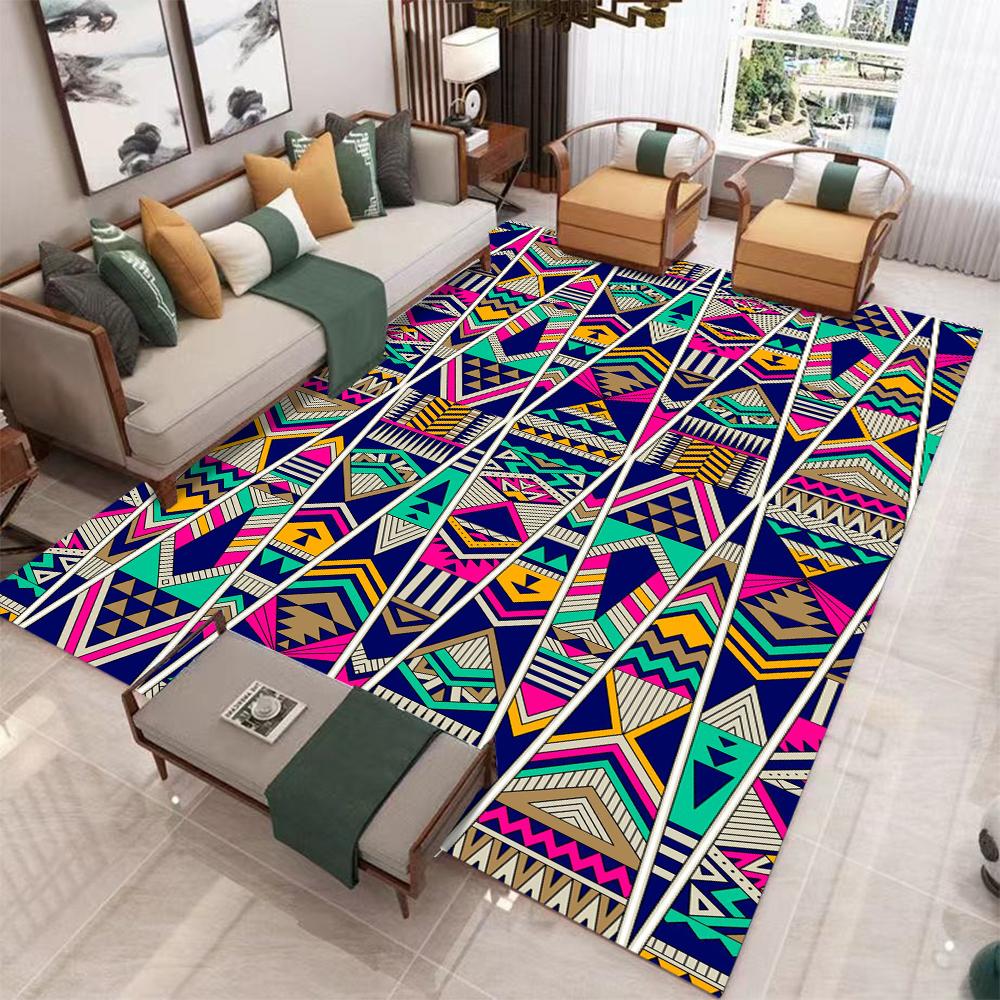 Bohemian Ethnic Carpet Colorful Tribal Pattern Rug Blue Orange Green Non-slip Soft Home Decoration Living Room Modern Floor Mat