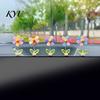 Desktop Flower Ornament Spring Wobbly Car Dashboard Ornament, Shaking Head Sunflower Interior Decor, Cute Decorations for Rearview Mirror And