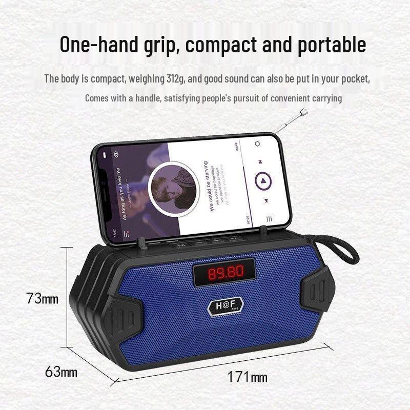 HF-F216 Portable TWS Bluetooth Speaker with Phone Stand and Radio Antenna