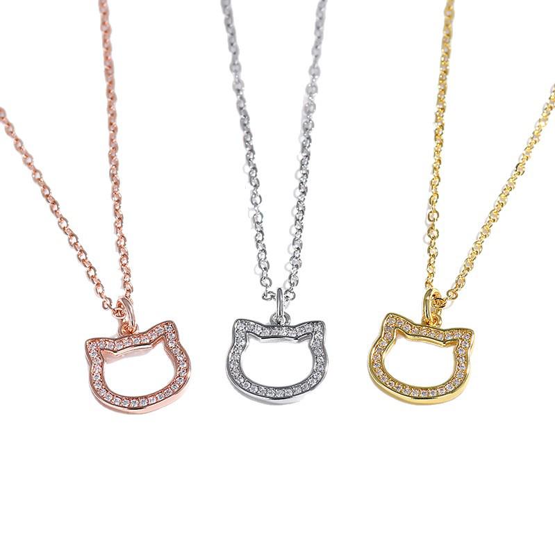 Luxury Niche Women's KT Cat Pendant Necklace with Inlaid Diamonds - Cute, Versatile Fashion Jewelry Gift