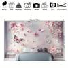 2D Romantic Cherry Blossom & Butterfly Tapestry Living Room Background Cloth