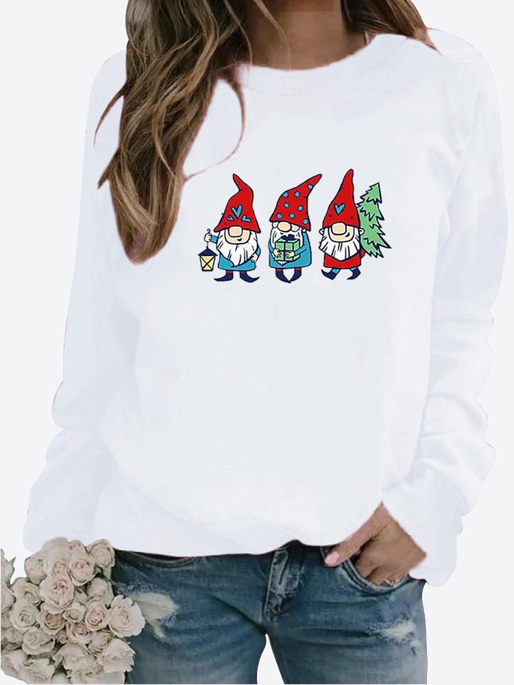 Осенний новый свитер, женские топы с принтом, футболка, женская Повседневная толстовка с круглым вырезом и длинными рукавами, блузка больших размеров XS белый