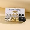 6pairs Chunky Water-drop Drop Earrings Glossy Luxury Chunky Waterdrop Earrings Matte Finish Bead Stud Earring