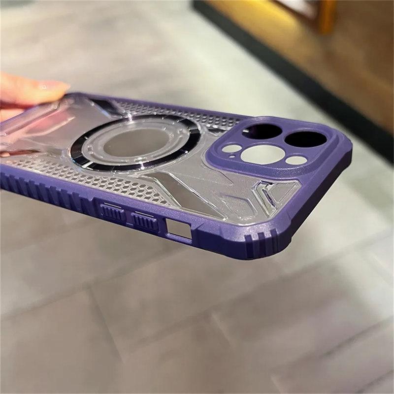 Pare-chocs hybride antichoc pour Magsafe, étui de chargement magnétique sans fil pour iPhone 11 12 13 14 Pro Max Plus, housse de téléphone rigide et transparente