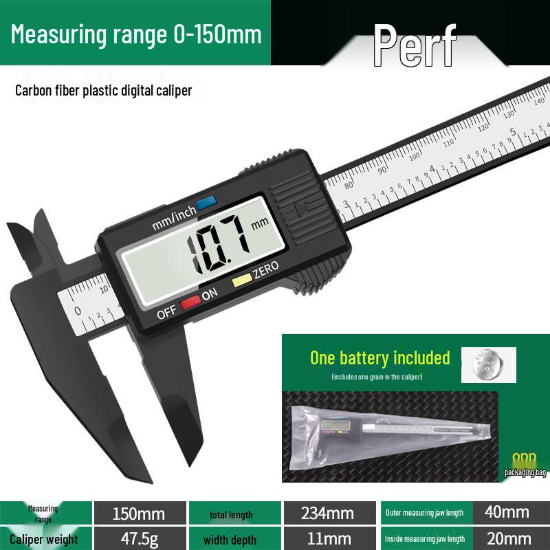 Carbon Fiber Digital Caliper, 0-150mm, for Jewelry and Wenwan Precision Measuring