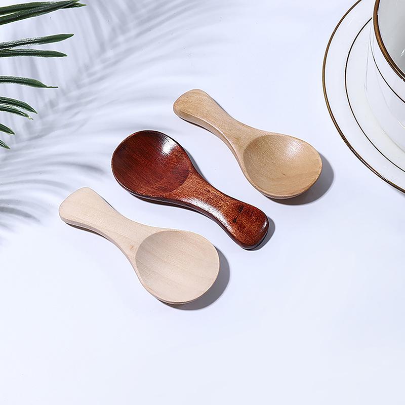 1Pc Short Handle Small Wooden Spoons Tea Honey Coffee Kitchen Spice Condiment Salt Sugar Durable Mini Baby Spoon Accessories