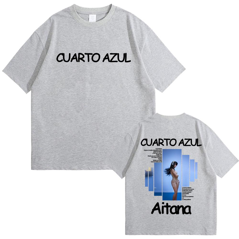 Singer Aitana Cuarto Azul Album Graphic T Shirt Men Women Fashion Aesthetic Short Sleeve Tshirt Cotton Casual Oversized Tshirt