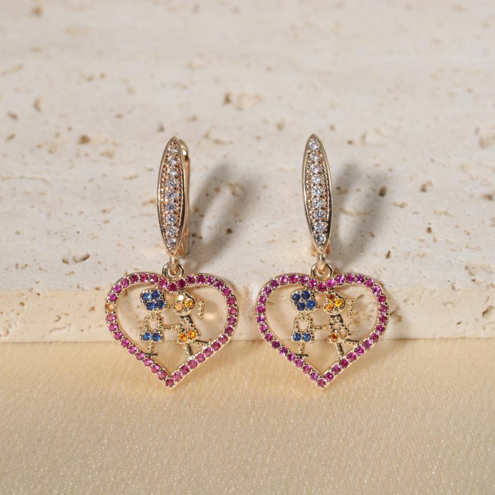 1 Paar Mode Herzform Hängeohrringe für Damen Zirkonia Ohrring Schmuck Hochzeitsparty Zubehör