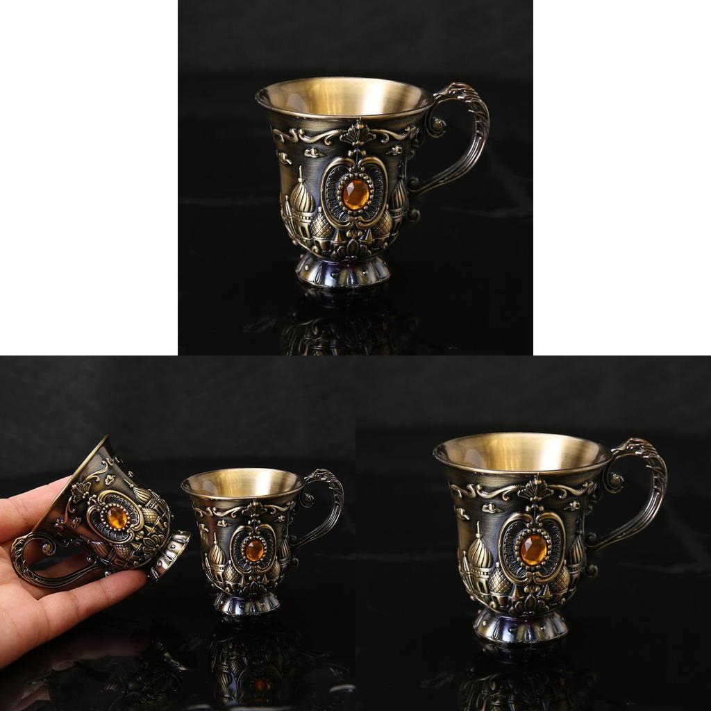 Vintage Metal Liquor Glasses With Antique Finish For Home Bar And Gift Use