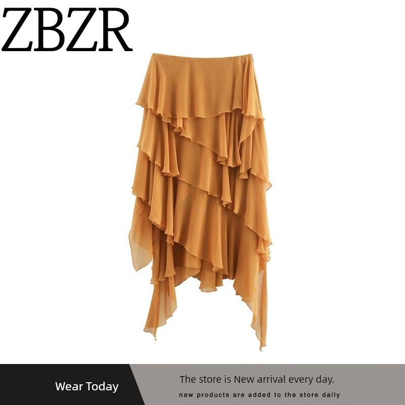 Za Autumn New Arrivals Women's Clothing Zr European and American Style Fashion Asymmetrical Layered Midi Skirt 4786248 615