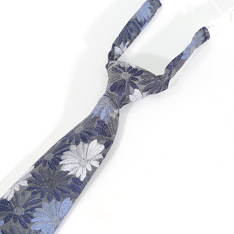 Cashew Flower Men's No-Tie Zipper Shirt Tie for Uniforms