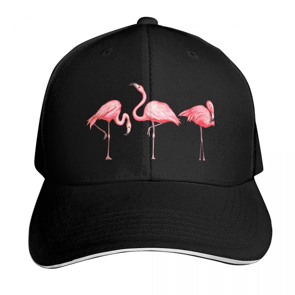Flamingo Pattern Black Baseball Cap cute Funny hats Wild Ball Hat Beach Designer Unisex Womens