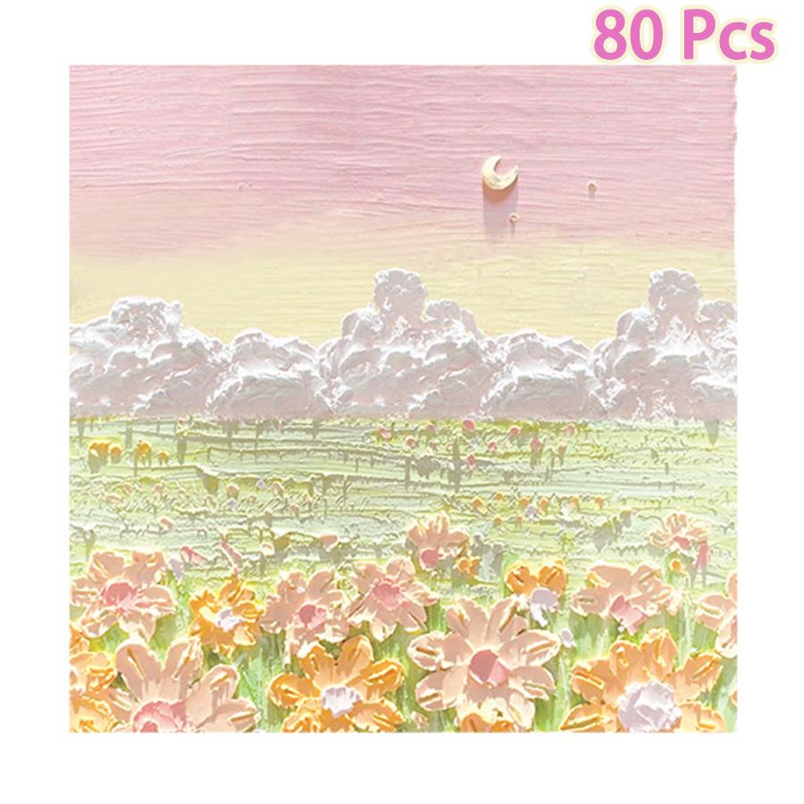 

80pcs Oil Painting Scenery Convenience Sticker Salt simple Japanese high-value cute stickers school supplies office stationery